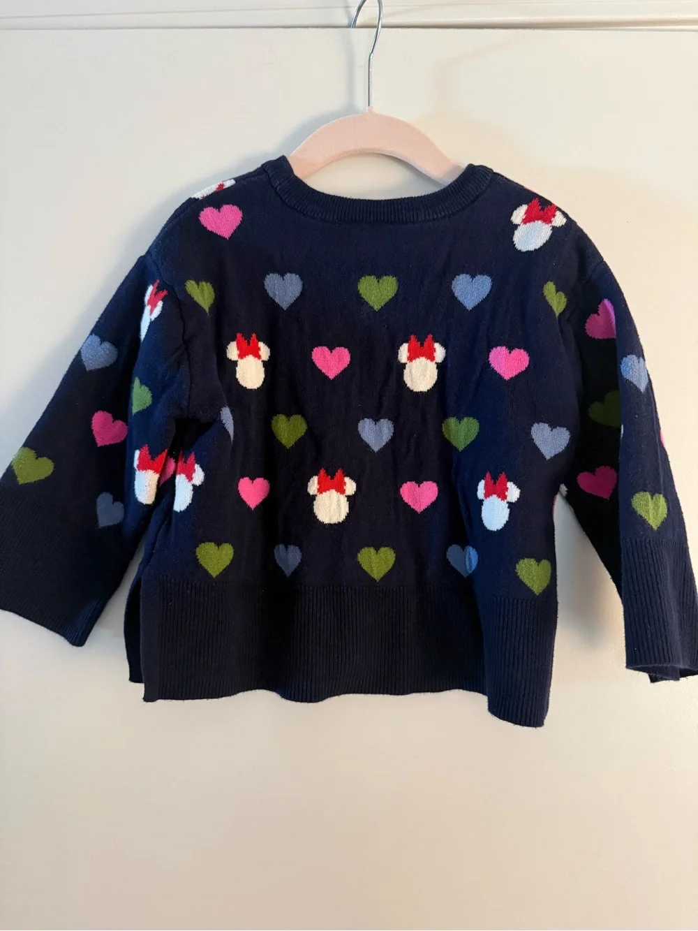 GAP Navy Knit Sweater with Heart and Bow Motifs